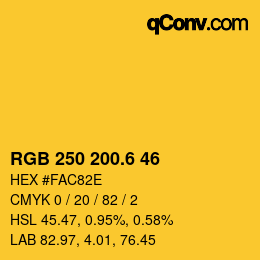 カラーコード: RGB 250 200.6 46 | qconv.com