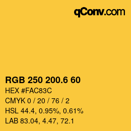 カラーコード: RGB 250 200.6 60 | qconv.com