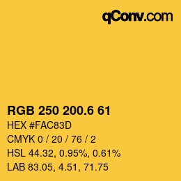 カラーコード: RGB 250 200.6 61 | qconv.com