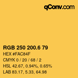 カラーコード: RGB 250 200.6 79 | qconv.com
