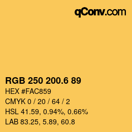カラーコード: RGB 250 200.6 89 | qconv.com