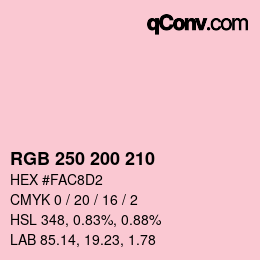 Código de color: RGB 250 200 210 | qconv.com