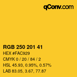 Color code: RGB 250 201 41 | qconv.com