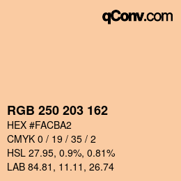 カラーコード: RGB 250 203 162 | qconv.com