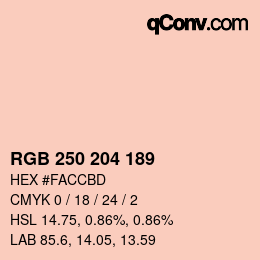 Color code: RGB 250 204 189 | qconv.com