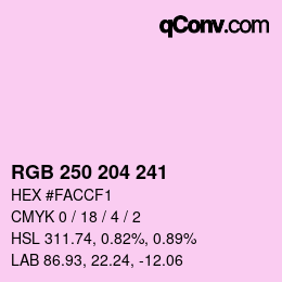 Color code: RGB 250 204 241 | qconv.com