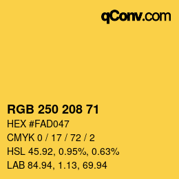 Color code: RGB 250 208 71 | qconv.com