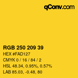 カラーコード: RGB 250 209 39 | qconv.com