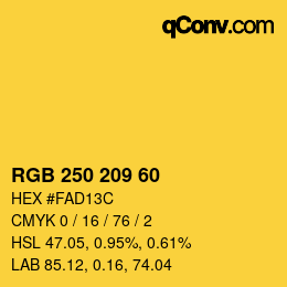 カラーコード: RGB 250 209 60 | qconv.com