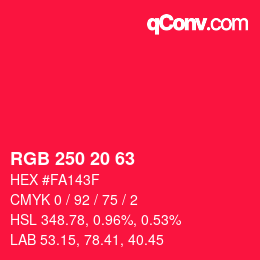カラーコード: RGB 250 20 63 | qconv.com