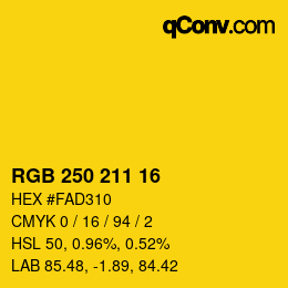 颜色代码: RGB 250 211 16 | qconv.com