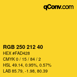 Color code: RGB 250 212 40 | qconv.com