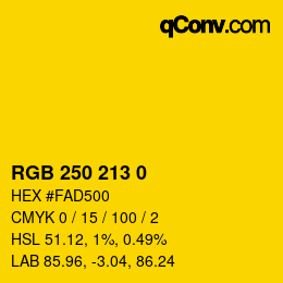 Color code: RGB 250 213 0 | qconv.com