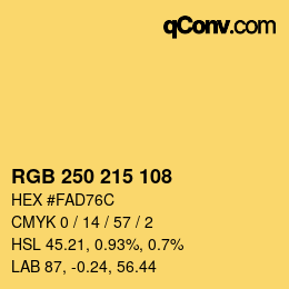 Farbcode: RGB 250 215 108 | qconv.com