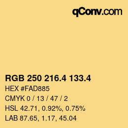 カラーコード: RGB 250 216.4 133.4 | qconv.com