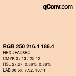 カラーコード: RGB 250 216.4 188.4 | qconv.com
