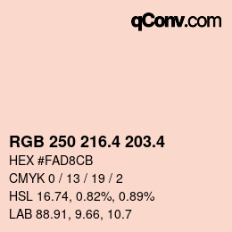 カラーコード: RGB 250 216.4 203.4 | qconv.com