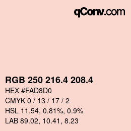 カラーコード: RGB 250 216.4 208.4 | qconv.com