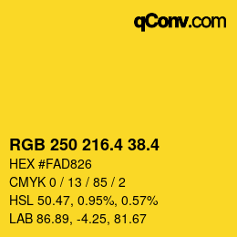 カラーコード: RGB 250 216.4 38.4 | qconv.com