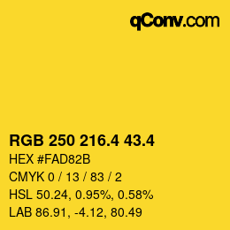 カラーコード: RGB 250 216.4 43.4 | qconv.com
