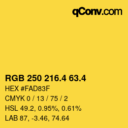 カラーコード: RGB 250 216.4 63.4 | qconv.com