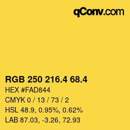 カラーコード: RGB 250 216.4 68.4 | qconv.com