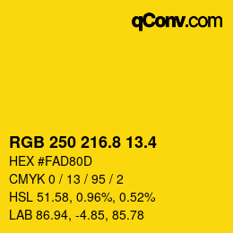 カラーコード: RGB 250 216.8 13.4 | qconv.com