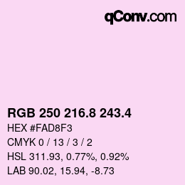 カラーコード: RGB 250 216.8 243.4 | qconv.com