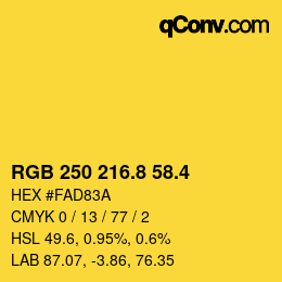 カラーコード: RGB 250 216.8 58.4 | qconv.com