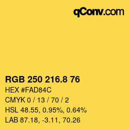 カラーコード: RGB 250 216.8 76 | qconv.com