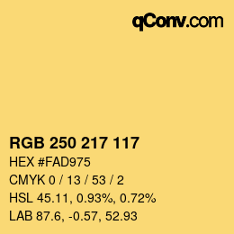 颜色代码: RGB 250 217 117 | qconv.com