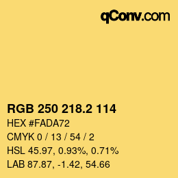 カラーコード: RGB 250 218.2 114 | qconv.com