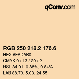 カラーコード: RGB 250 218.2 176.6 | qconv.com