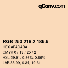 カラーコード: RGB 250 218.2 186.6 | qconv.com