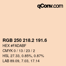カラーコード: RGB 250 218.2 191.6 | qconv.com