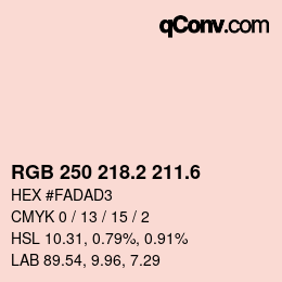 カラーコード: RGB 250 218.2 211.6 | qconv.com