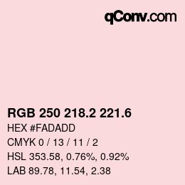カラーコード: RGB 250 218.2 221.6 | qconv.com
