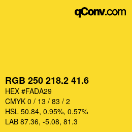 カラーコード: RGB 250 218.2 41.6 | qconv.com