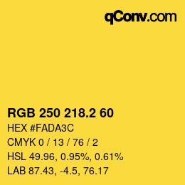 カラーコード: RGB 250 218.2 60 | qconv.com