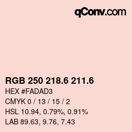 カラーコード: RGB 250 218.6 211.6 | qconv.com
