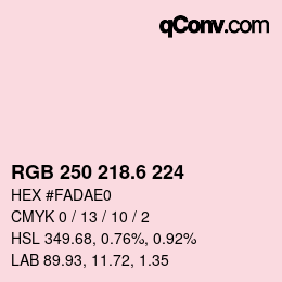 カラーコード: RGB 250 218.6 224 | qconv.com