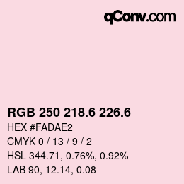 カラーコード: RGB 250 218.6 226.6 | qconv.com