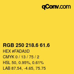 カラーコード: RGB 250 218.6 61.6 | qconv.com