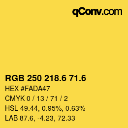 カラーコード: RGB 250 218.6 71.6 | qconv.com