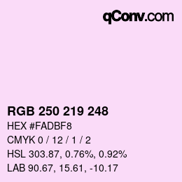 Color code: RGB 250 219 248 | qconv.com