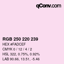 Color code: RGB 250 220 239 | qconv.com