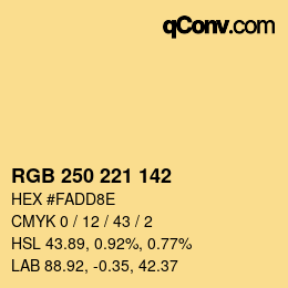 Color code: RGB 250 221 142 | qconv.com