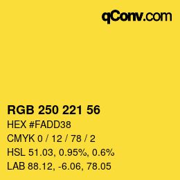 Color code: RGB 250 221 56 | qconv.com