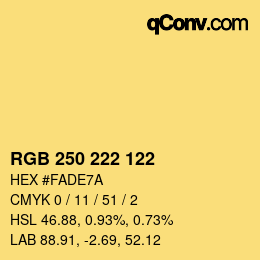 Color code: RGB 250 222 122 | qconv.com