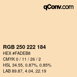 カラーコード: RGB 250 222 184 | qconv.com